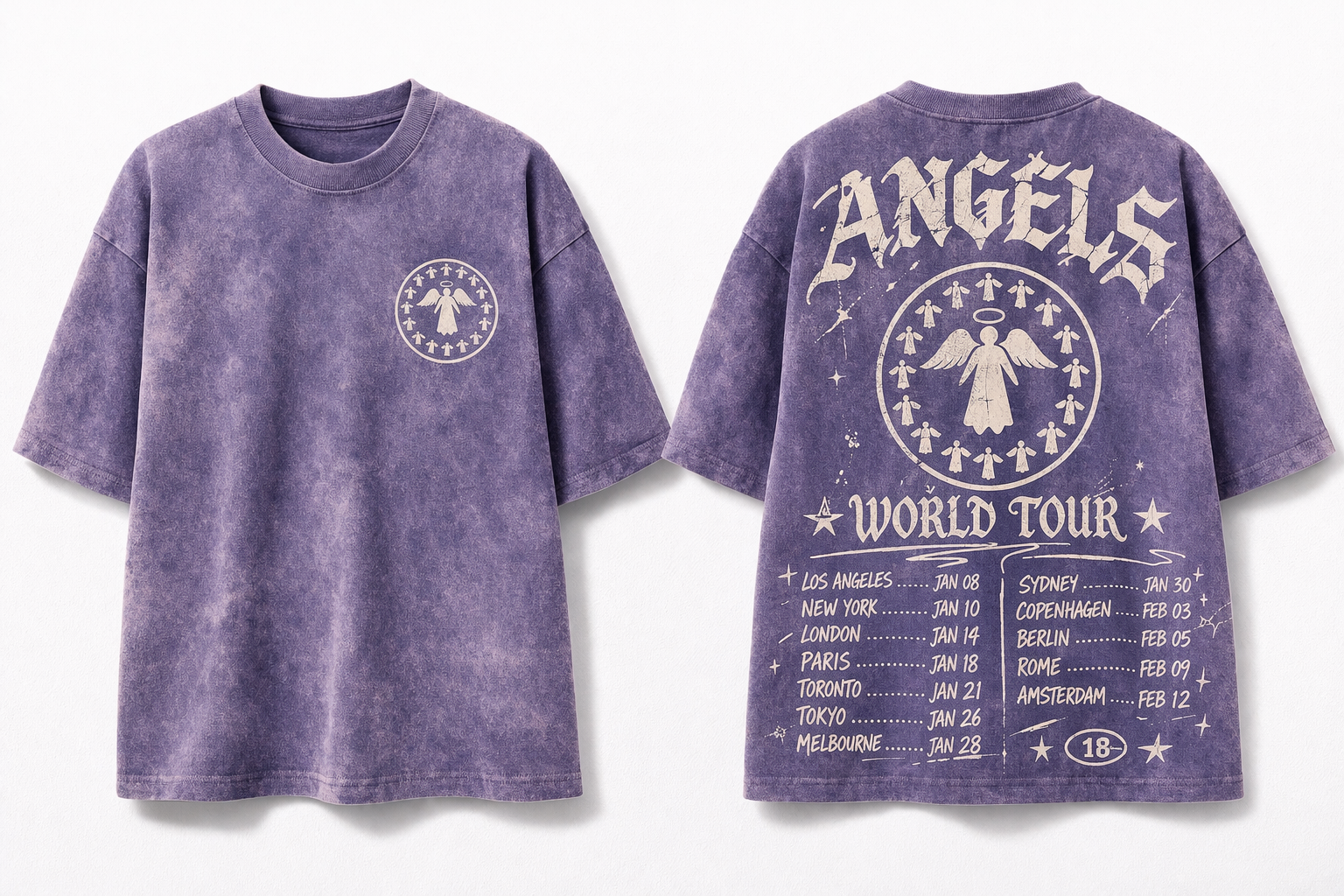 18 Angels World Tour Vintage Oversize Tee